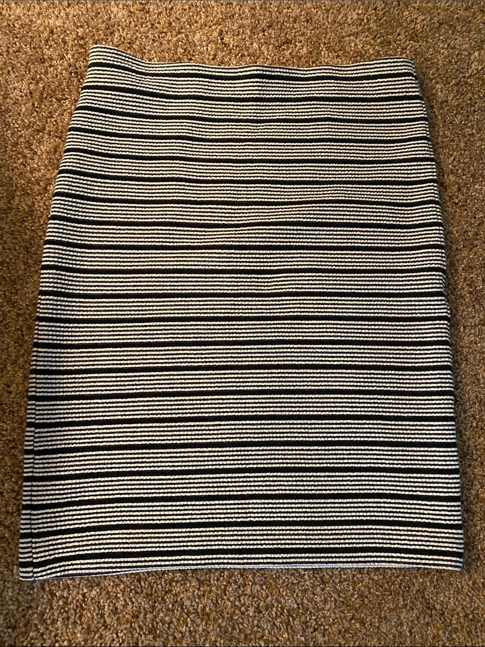 LOFT Black and White Striped Pencil Skirt